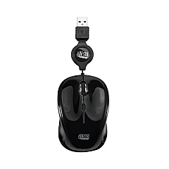 Adesso Illuminated Retractable Mouse, USB 2.0, Left/Right Hand Use, Black (IMOUSES8B)