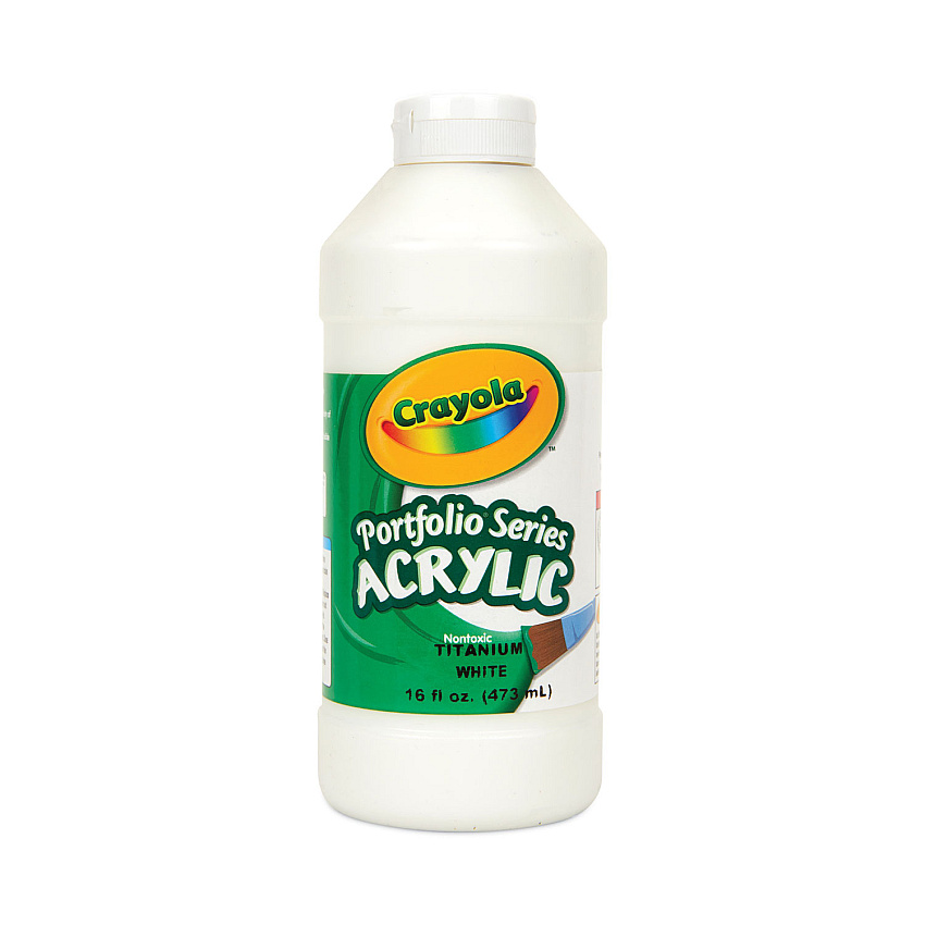 Crayola Portfolio Series Acrylic Paint, Titanium White, 16 oz Bottle (CYO204016432)