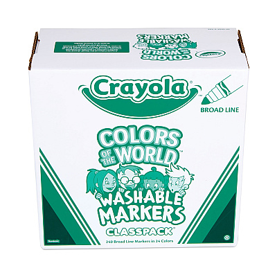 Crayola Ultra-Clean Washable Marker Classpack, Broad Bullet Tip, 8 Assorted Colors, 192/Pack (CYO588208)