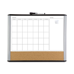 U Brands 3N1 Magnetic Mod Dry Erase Board, Monthly Calendar, 20 x 16, White Surface, Gray/Black Plastic Frame (UBR388U0001)