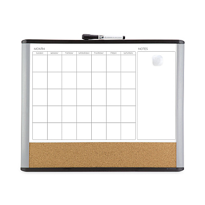 U Brands 3N1 Magnetic Mod Dry Erase Board, Monthly Calendar, 20 x 16, White Surface, Gray/Black Plastic Frame (UBR388U0001)