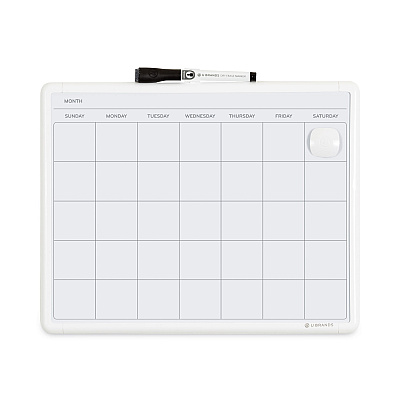 U Brands Magnetic Dry Erase Monthly Calendar, 14 x 11.66, White Surface, White Plastic Frame (UBR260U0004)