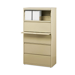 Alera Lateral File, Five Legal/Letter/A4-Size File Drawers, 30" x 18.62" x 67.62", Putty (ALEHLF3067PY)
