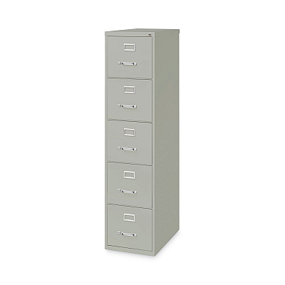 Alera Five-Drawer Economy Vertical File, Letter-Size File Drawers, 15" x 26.5" x 61.37", Light Gray (ALEHVF1562LG)
