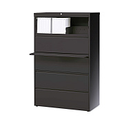 Hirsh Industries Lateral File Cabinet, 5 Letter/Legal/A4-Size File Drawers, Charcoal, 36 x 18.62 x 67.62 (HID16068)