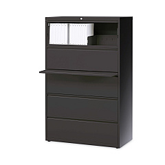 Hirsh Industries Lateral File Cabinet, 5 Letter/Legal/A4-Size File Drawers, Charcoal, 36 x 18.62 x 67.62 (HID16068)