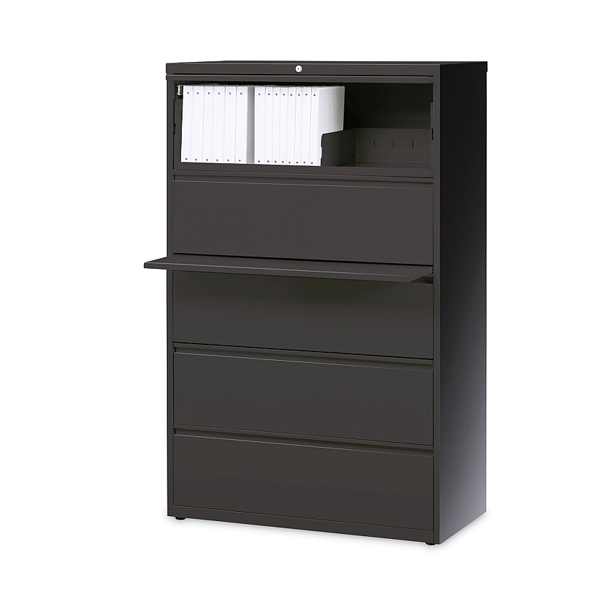 Hirsh Industries Lateral File Cabinet, 5 Letter/Legal/A4-Size File Drawers, Charcoal, 36 x 18.62 x 67.62 (HID16068)