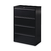 Hirsh Industries Lateral File Cabinet, 4 Letter/Legal/A4-Size File Drawers, Black, 36 x 18.62 x 52.5 (HID14989)