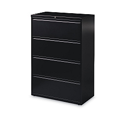Hirsh Industries Lateral File Cabinet, 4 Letter/Legal/A4-Size File Drawers, Black, 36 x 18.62 x 52.5 (HID14989)