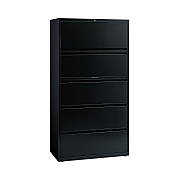 Hirsh Industries Lateral File Cabinet, 5 Letter/Legal/A4-Size File Drawers, Black, 36 x 18.62 x 67.62 (HID14992)