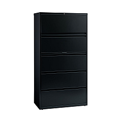 Hirsh Industries Lateral File Cabinet, 5 Letter/Legal/A4-Size File Drawers, Black, 36 x 18.62 x 67.62 (HID14992)