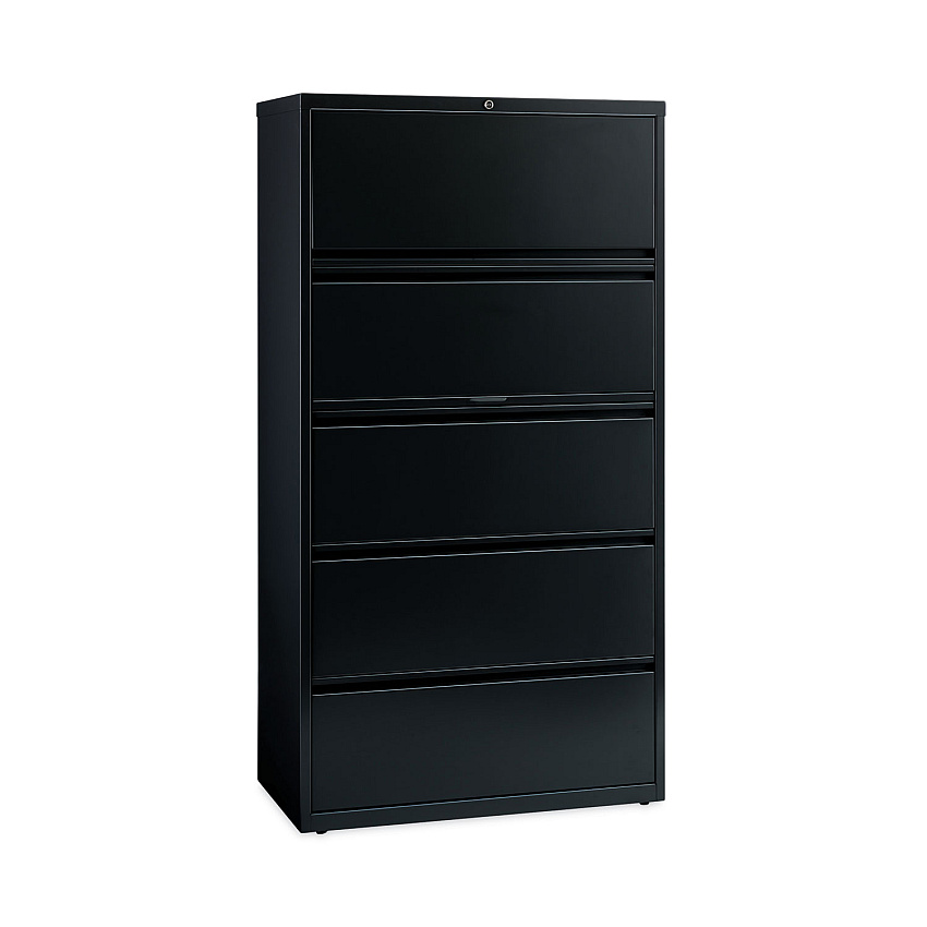 Hirsh Industries Lateral File Cabinet, 5 Letter/Legal/A4-Size File Drawers, Black, 36 x 18.62 x 67.62 (HID14992)