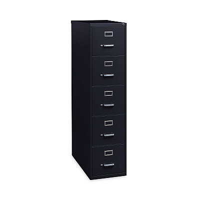 Alera Five-Drawer Economy Vertical File, Letter-Size File Drawers, 15" x 26.5" x 61.37", Black (ALEHVF1562BL)