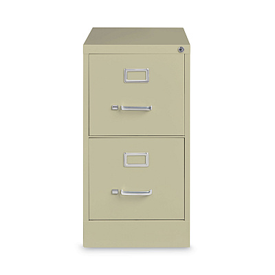 Alera Two-Drawer Economy Vertical File, Letter-Size File Drawers, 15" x 26.5" x 28.37", Putty (ALEHVF152629PY)