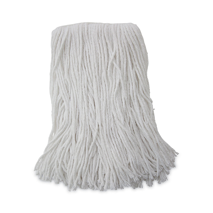 Boardwalk Mop Head, Value Standard Head, Rayon Fiber, Cut-End, Size No. 16, White, 12/Carton (BWK2016R)