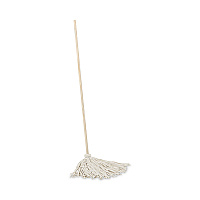 Boardwalk Handle/Deck Mops, #16 White Cotton Head, 48" Natural Wood Handle (BWK116C)