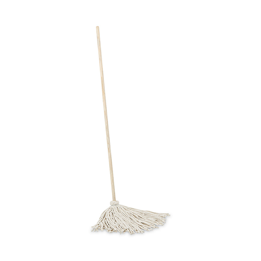Boardwalk Handle/Deck Mops, #16 White Cotton Head, 48" Natural Wood Handle (BWK116C)