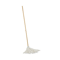 Boardwalk Handle/Deck Mops, #16 White Rayon Head, 48" Natural Wood Handle (BWK116R)
