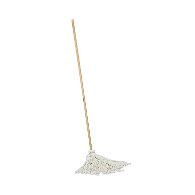 Boardwalk Handle/Deck Mops, #16 White Rayon Head, 48" Natural Wood Handle (BWK116R)