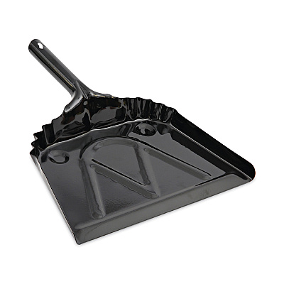 Boardwalk Metal Dust Pan, 12 x 14, 5" Handle, 20-Gauge Steel, Black, 12/Carton (BWK04212)