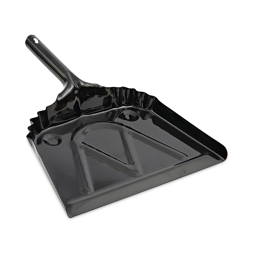 Boardwalk Metal Dust Pan, 12 x 14, 5" Handle, 20-Gauge Steel, Black, 12/Carton (BWK04212)