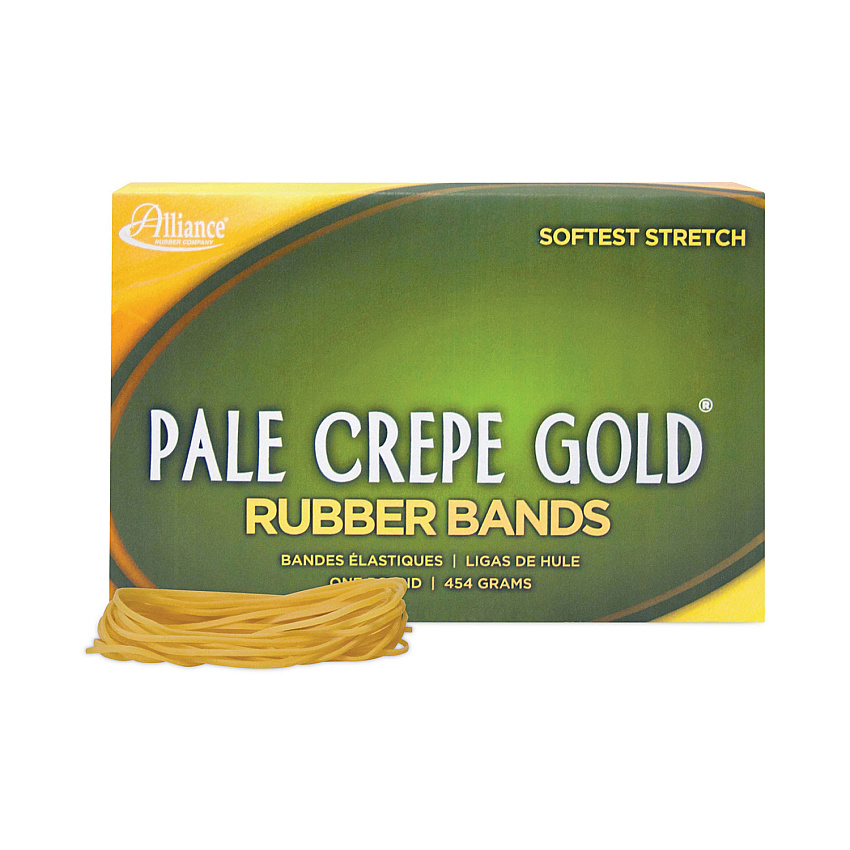 Alliance Rubber Rubber Rubber Pale Crepe Gold Rubber Bands, Size 19, 0.04" Gauge, Golden Crepe, 1 lb Box, 1,890/Box (ALL20195)