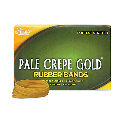Alliance Rubber Rubber Rubber Pale Crepe Gold Rubber Bands, Size 32, 0.04" Gauge, Golden Crepe, 1 lb Box, 1,100/Box (ALL20325)
