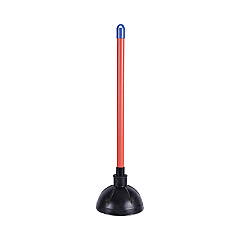 Boardwalk Toilet Plunger, 18" Plastic Handle, 5.63" dia, Red/Black, 6/Carton (BWK09201)