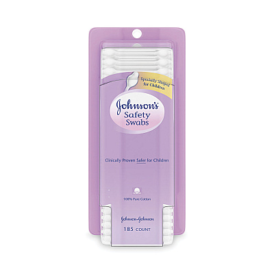 Johnson & Johnson Pure Cotton Swabs, Safety Swabs, 185/Pack (JOJ002948)