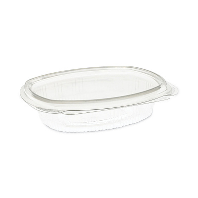 Pactiv Evergreen EarthChoice Recycled PET Hinged Container, 8 oz, 4.92 x 5.87 x 1.32, Clear, Plastic, 200/Carton (PCT0CA910080000)