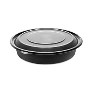 Pactiv Evergreen EarthChoice MealMaster Container with Lid, 48 oz, 10.13" Diameter x 2.13"h, 1-Compartment, Black/Clear, Plastic, 150/Carton (PCT0CN80948CSTC)