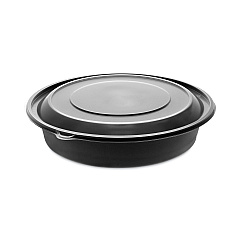 Pactiv Evergreen EarthChoice MealMaster Container with Lid, 48 oz, 10.13" Diameter x 2.13"h, 1-Compartment, Black/Clear, Plastic, 150/Carton (PCT0CN80948CSTC)