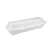Pactiv Evergreen Foam Hinged Lid Containers, Dual Tab Lock Hoagie, 13 x 4 x 4, White, 250/Carton (PCT0TH1X267000Y)