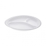 Pactiv Evergreen Placesetter Satin Non-Laminated Foam Dinnerware, 3-Compartment Plate, 10.25" dia, White, 540/Carton (0TH10044000Y)