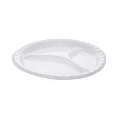 Pactiv Evergreen Placesetter Deluxe Laminated Foam Dinnerware, 3-Compartment Plate, 10.25" dia, White, 540/Carton (PCT0TK10044000Y)