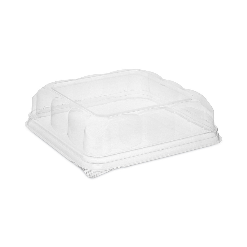 Pactiv Evergreen Recycled Container Lid, Dome Lid for 6 x 6 Brownie Container, 7.5 x 7.5 x 2.02, Clear, Plastic, 195/Carton (PCT75S20SDOME)