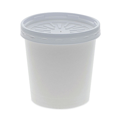 Pactiv Evergreen Paper Round Food Container and Lid Combo, 16 oz, 3.75" Diameter x 3.88h", White, 250/Carton (PCTD16RBLD)