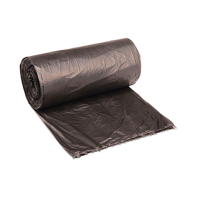 Boardwalk High-Density Can Liners, 60 gal, 14 mic, 38" x 58", Black, Perforated Roll, 25 Bags/Roll, 8 Rolls/Carton (BWK385817BLK)