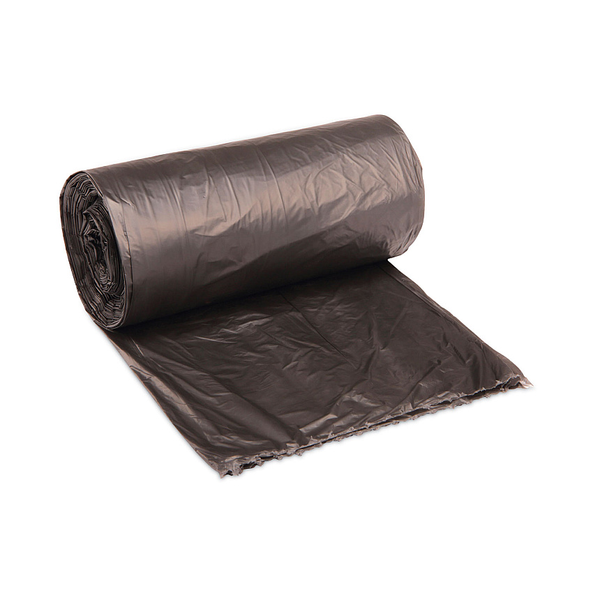 Boardwalk High-Density Can Liners, 60 gal, 14 mic, 38" x 58", Black, Perforated Roll, 25 Bags/Roll, 8 Rolls/Carton (BWK385817BLK)