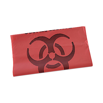 Boardwalk Linear Low Density Health Care Trash Can Liners, 33 gal, 1.3 mil, 33" x 39", Red, Flat Pack, 150/Carton (BWKIW3339R)