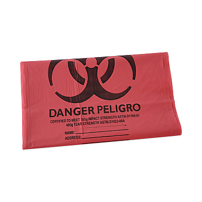 Boardwalk Linear Low Density Health Care Trash Can Liners, 45 gal, 1.3 mil, 40" x 46", Red, Flat Pack, 100/Carton (BWKIW4046R)