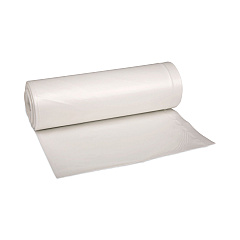 Boardwalk Low-Density Waste Can Liners, 33 gal, 0.6 mil, 33" x 39", White, Perforated Roll, 25 Bags/Roll, 6 Rolls/Carton (BWK512)