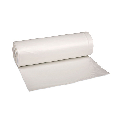 Boardwalk Low-Density Waste Can Liners, 33 gal, 0.6 mil, 33" x 39", White, Perforated Roll, 25 Bags/Roll, 6 Rolls/Carton (BWK512)