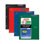 Five Star Two-Pocket Stay-Put Plastic Folder, 11 x 8.5, Assorted, 4/Pack (MEA38049)