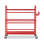 Rubbermaid Commercial Tote Picking Cart, Metal, 3 Shelves, 450 lb Capacity, 57" x 18.5" x 55", Red (RCP2144269)
