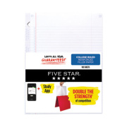 Five Star Reinforced Filler Paper, 3-Hole, 8.5 x 11, College Rule, 100/Pack (17010)