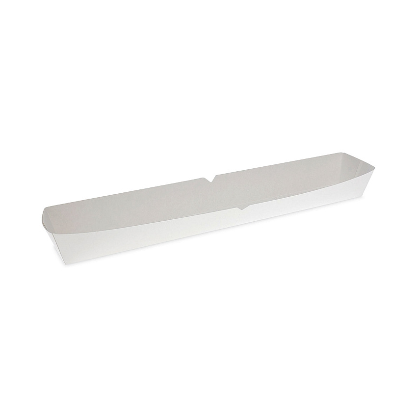 Pactiv Evergreen Paperboard Boat Basket, Hot Dog Tray with Perforations, 16 oz, 12.51 x 2.06 x 1.75, White, Paper, 500/Carton (PCTDDOGPRF)