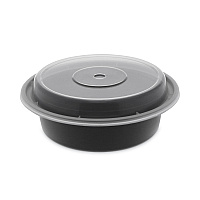 Pactiv Evergreen Newspring VERSAtainer Microwavable Containers, 16 oz, 6" Diameter, Black/Clear, Plastic, 150/Carton (PCTNC718B)