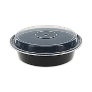 Pactiv Evergreen Newspring VERSAtainer Microwavable Containers, 24 oz, 7" Diameter, Black/Clear, Plastic, 150/Carton (PCTNC723B)