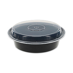 Pactiv Evergreen Newspring VERSAtainer Microwavable Containers, 24 oz, 7" Diameter, Black/Clear, Plastic, 150/Carton (PCTNC723B)